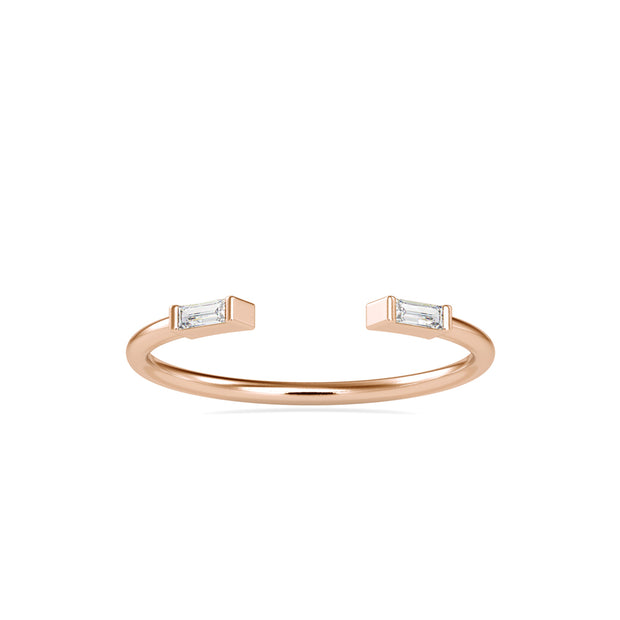 0.06Ct Open Baguette Cut Two Stone Lab-Grown Diamond Gold Ring