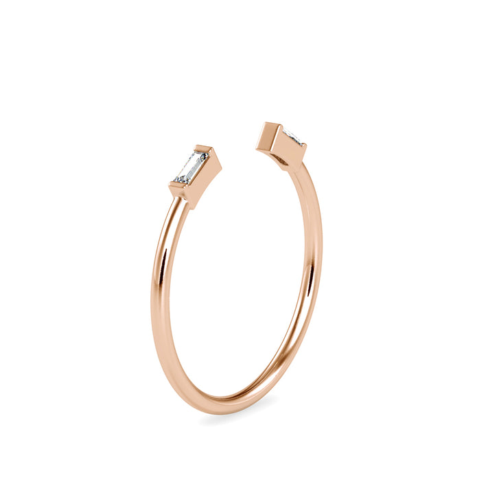 0.06Ct Open Baguette Cut Two Stone Lab-Grown Diamond Gold Ring