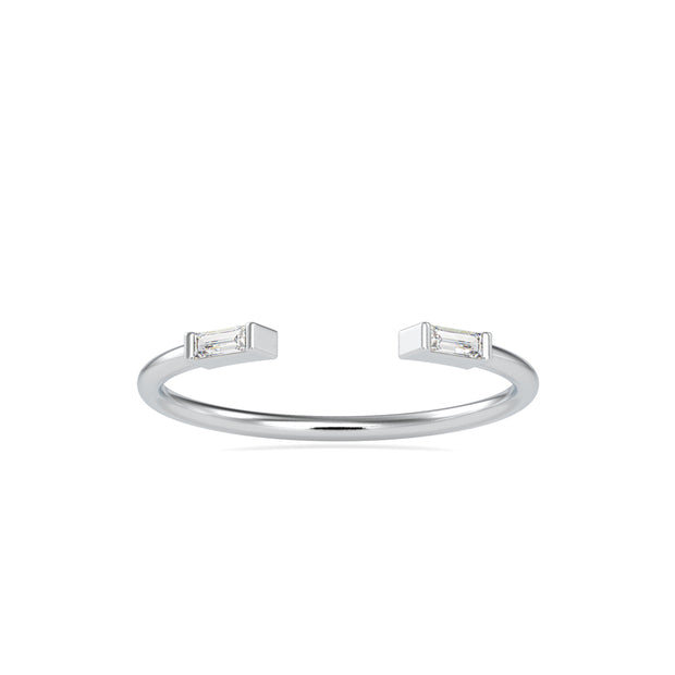 0.06Ct Open Baguette Cut Two Stone Lab-Grown Diamond Gold Ring