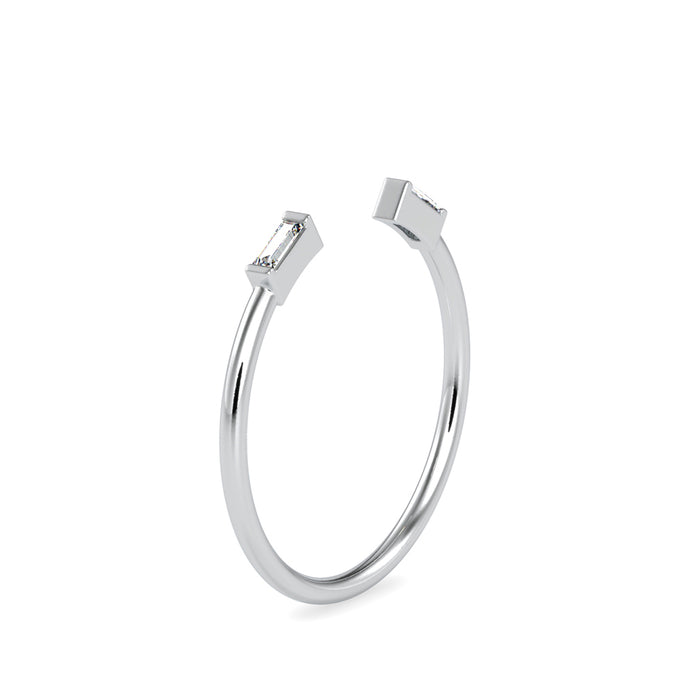 0.06Ct Open Baguette Cut Two Stone Lab-Grown Diamond Gold Ring