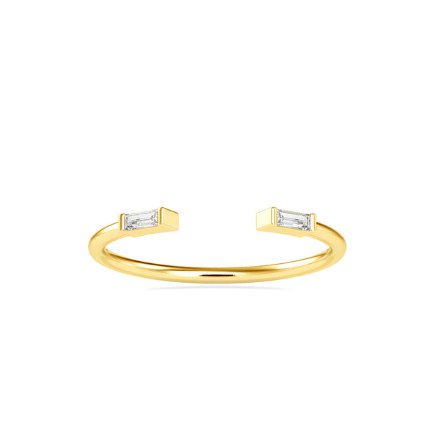 0.06Ct Open Baguette Cut Two Stone Lab-Grown Diamond Gold Ring