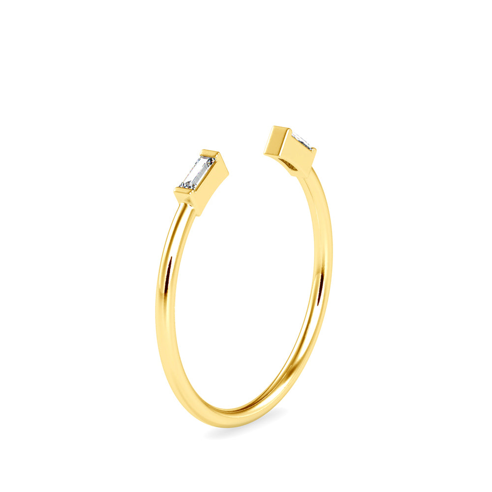 0.06Ct Open Baguette Cut Two Stone Lab-Grown Diamond Gold Ring