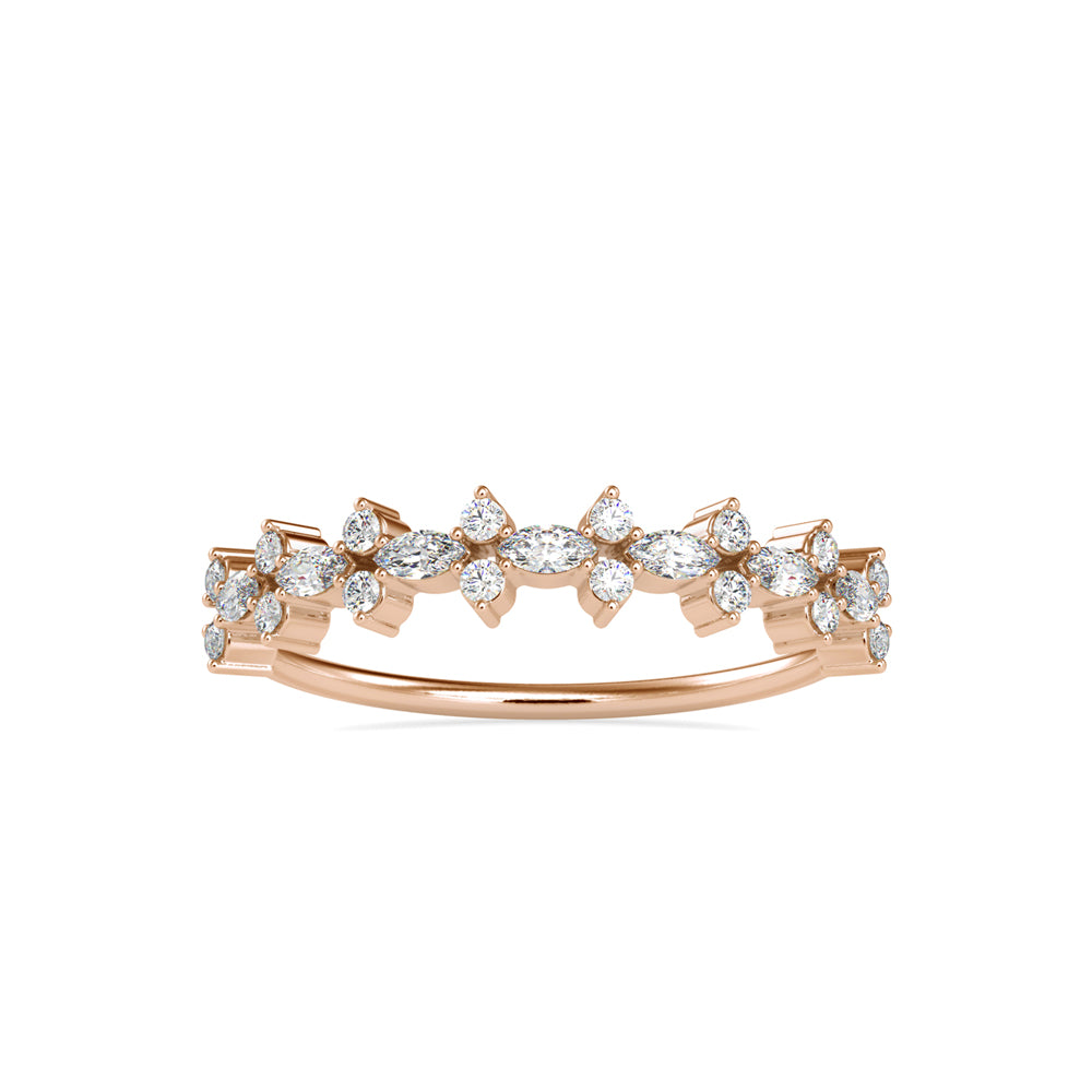 0.29Ct Half Eternity Marquise & Round Lab-Grown Diamond Gold Ring