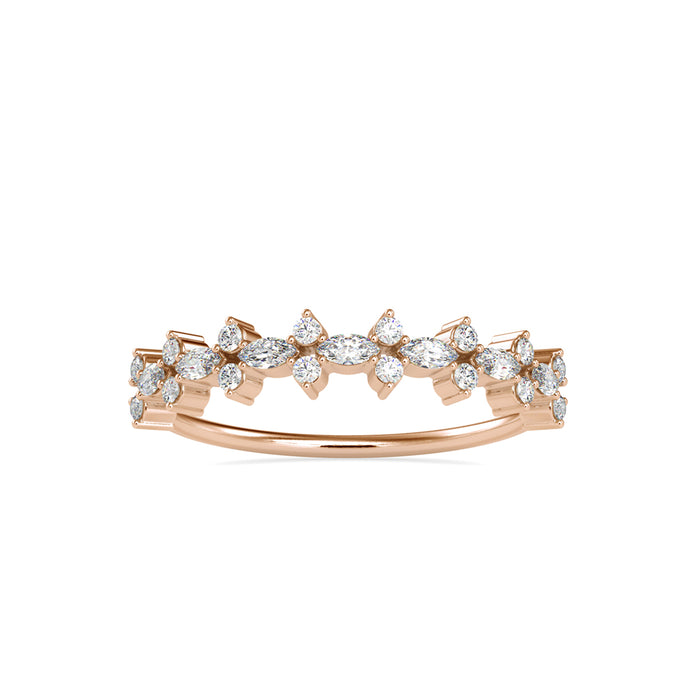 0.29Ct Half Eternity Marquise & Round Lab-Grown Diamond Gold Ring