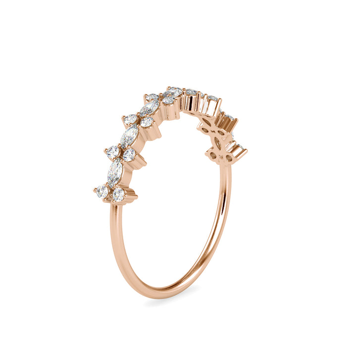 0.29Ct Half Eternity Marquise & Round Lab-Grown Diamond Gold Ring