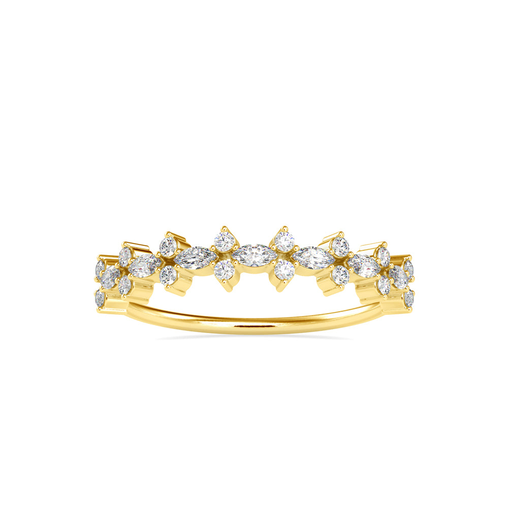 0.29Ct Half Eternity Marquise & Round Lab-Grown Diamond Gold Ring