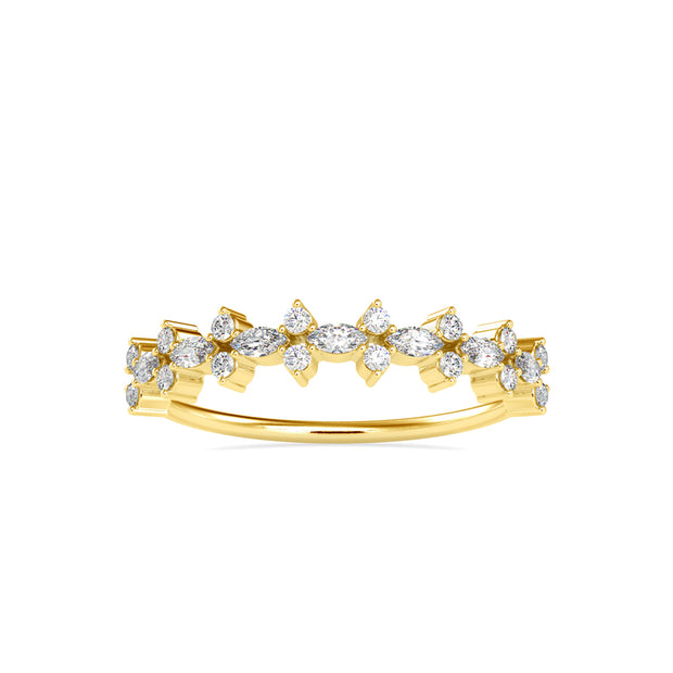 0.29Ct Half Eternity Marquise & Round Lab-Grown Diamond Gold Ring