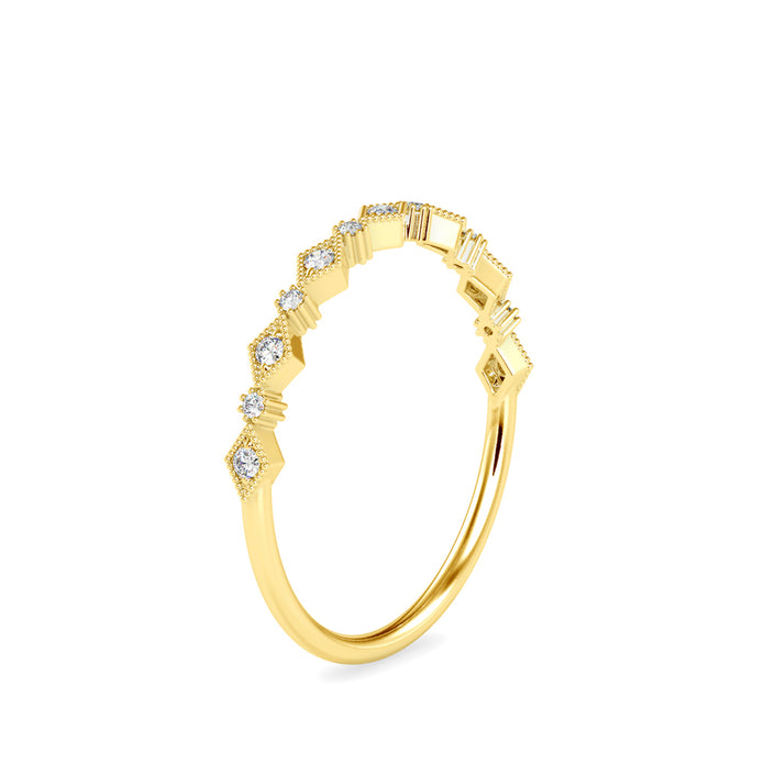 0.08Ct Vintage Style Prong Lab-Grown Diamond Gold Ring