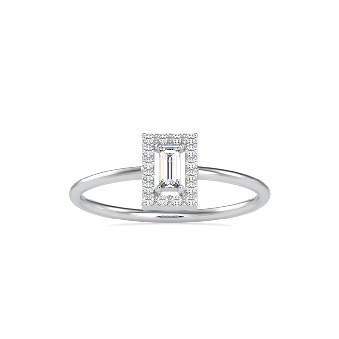 0.17Ct Bauette Cut Halo Lab-Grown Diamond Gold Ring