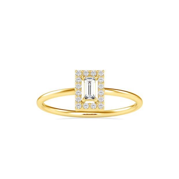 0.17Ct Bauette Cut Halo Lab-Grown Diamond Gold Ring
