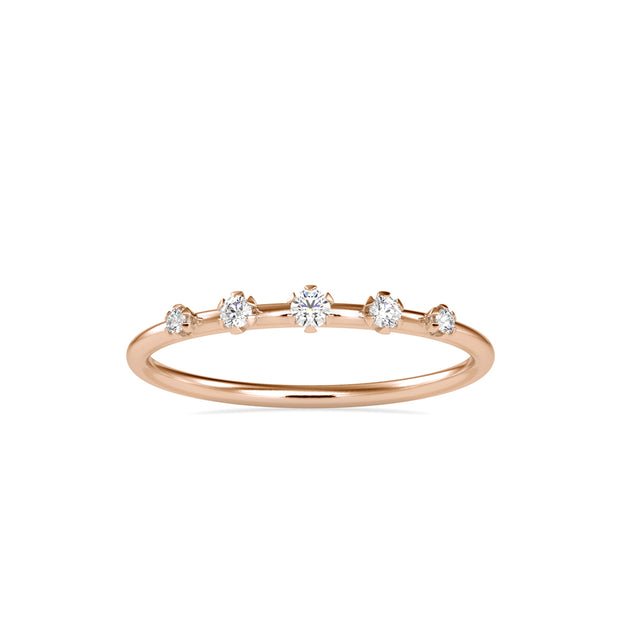 0.08Ct Five Stone Round Cut Lab-Grown Diamond Gold Ring