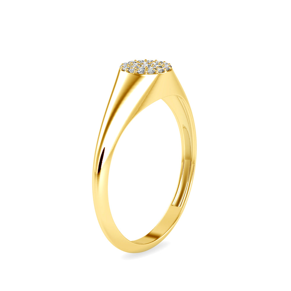 0.10Ct Cluster Signet Shank Lab-Grown Diamond Gold Ring