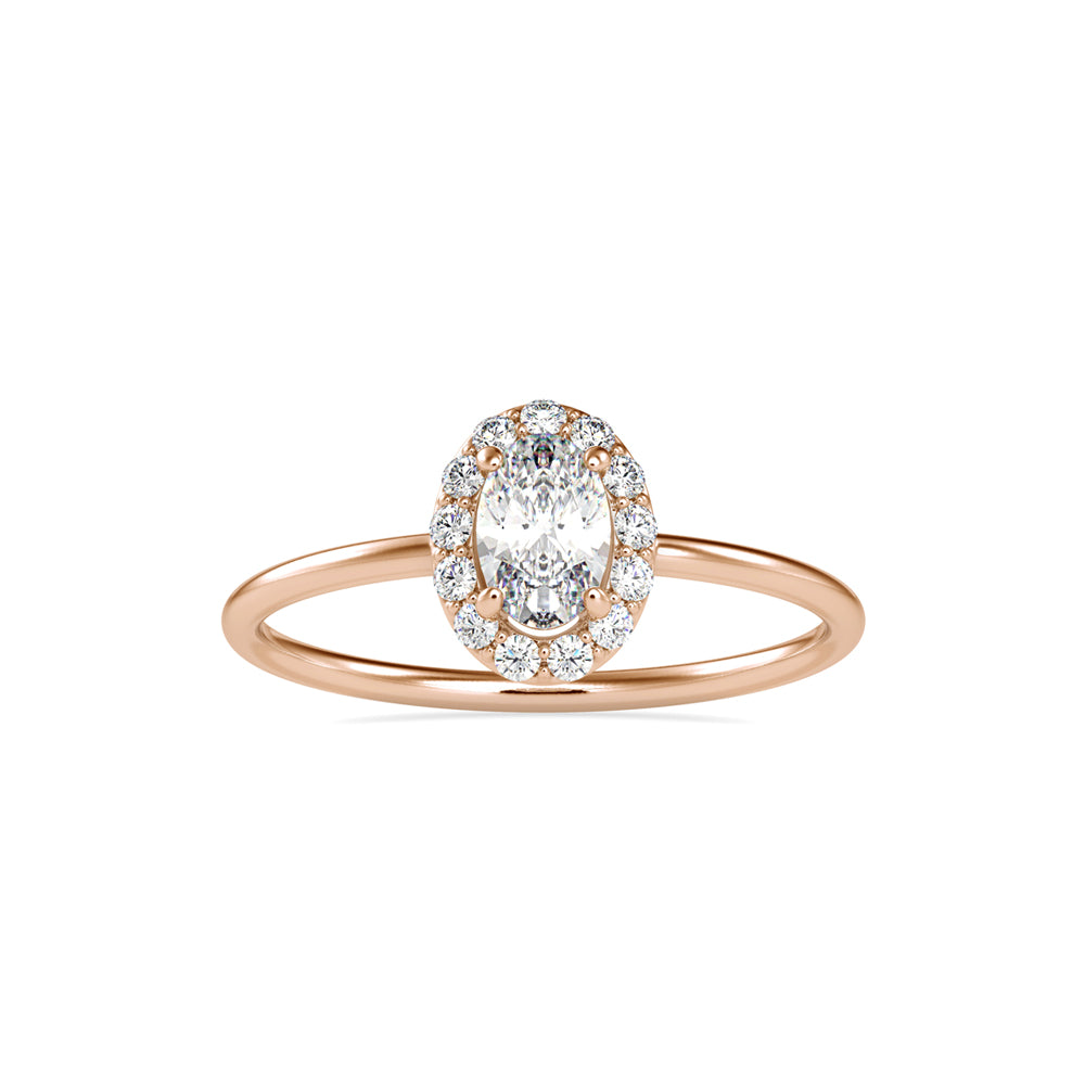 0.47Ct Oval Cut Halo Lab-Grown Diamond Gold Ring