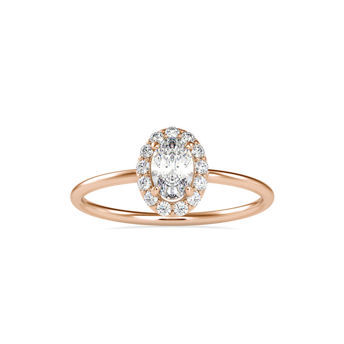 0.47Ct Oval Cut Halo Lab-Grown Diamond Gold Ring