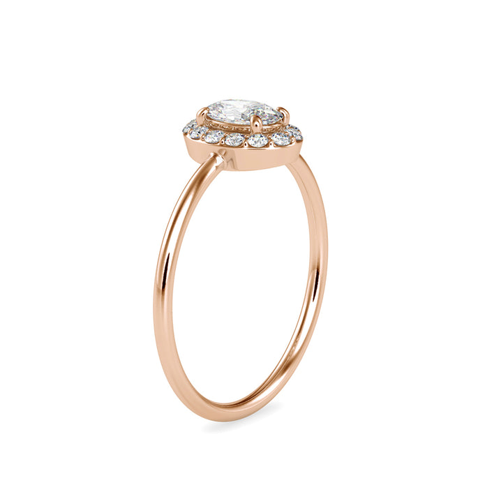 0.47Ct Oval Cut Halo Lab-Grown Diamond Gold Ring
