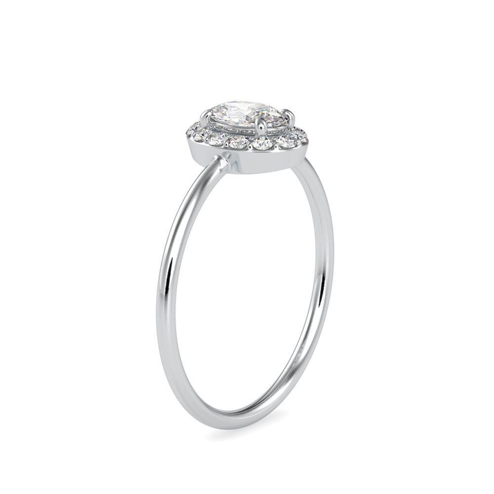 0.47Ct Oval Cut Halo Lab-Grown Diamond Gold Ring