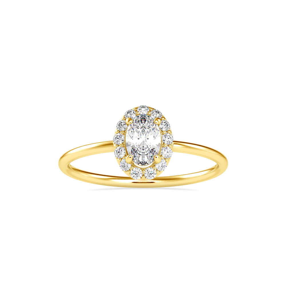 0.47Ct Oval Cut Halo Lab-Grown Diamond Gold Ring
