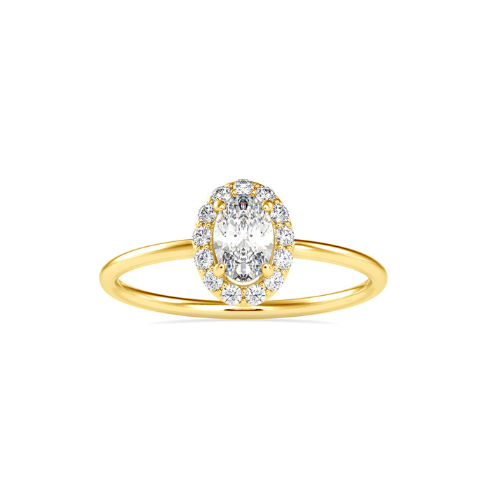 0.47Ct Oval Cut Halo Lab-Grown Diamond Gold Ring