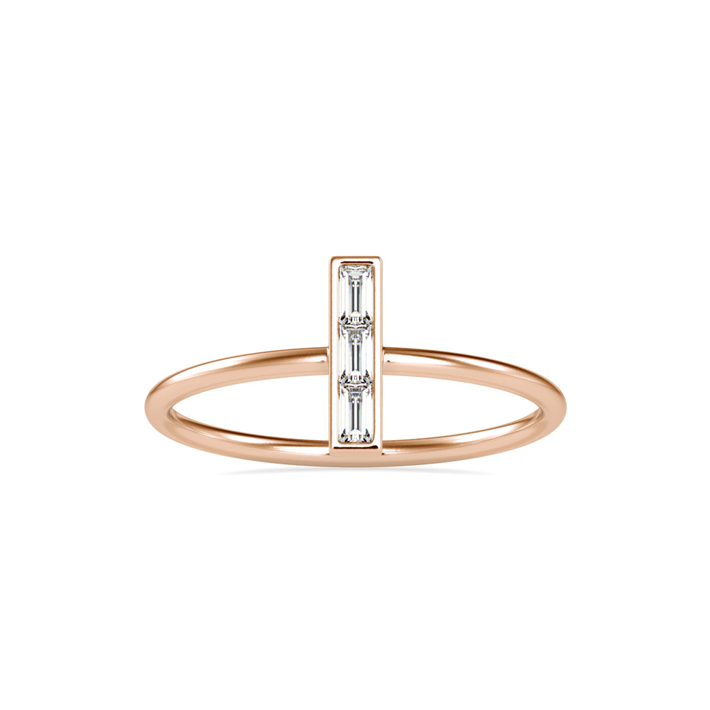 0.13Ct Baguette Cut Three Stone Lab-Grown Diamond Gold Ring