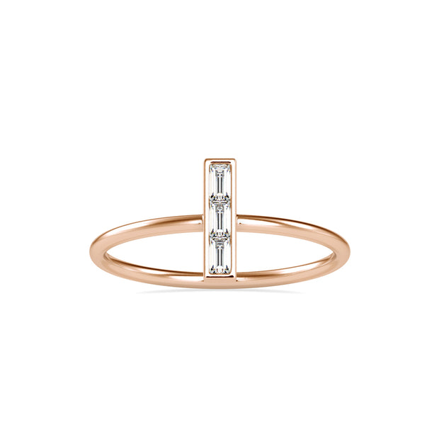 0.13Ct Baguette Cut Three Stone Lab-Grown Diamond Gold Ring