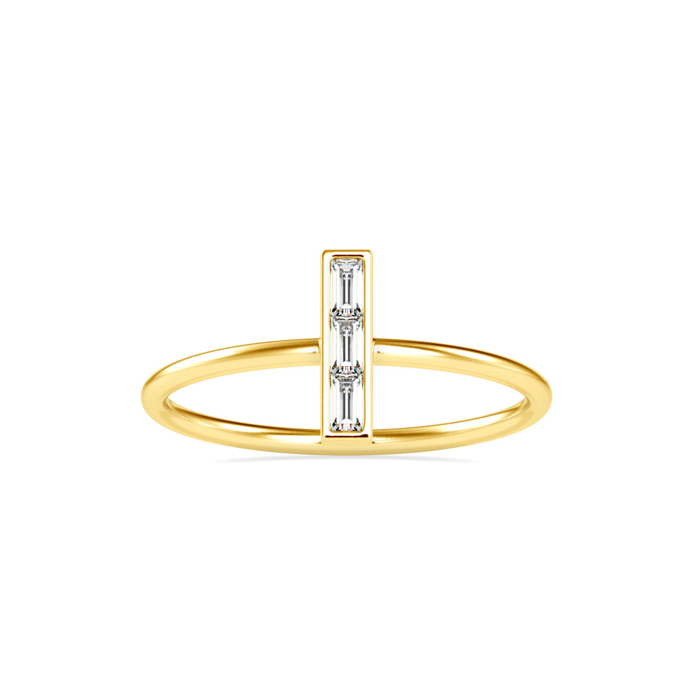 0.13Ct Baguette Cut Three Stone Lab-Grown Diamond Gold Ring