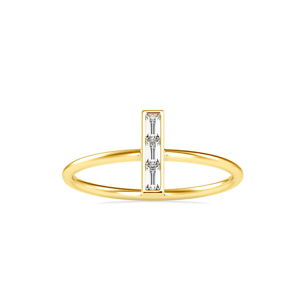 0.13Ct Baguette Cut Three Stone Lab-Grown Diamond Gold Ring