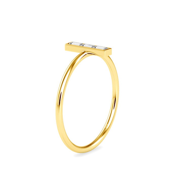0.13Ct Baguette Cut Three Stone Lab-Grown Diamond Gold Ring