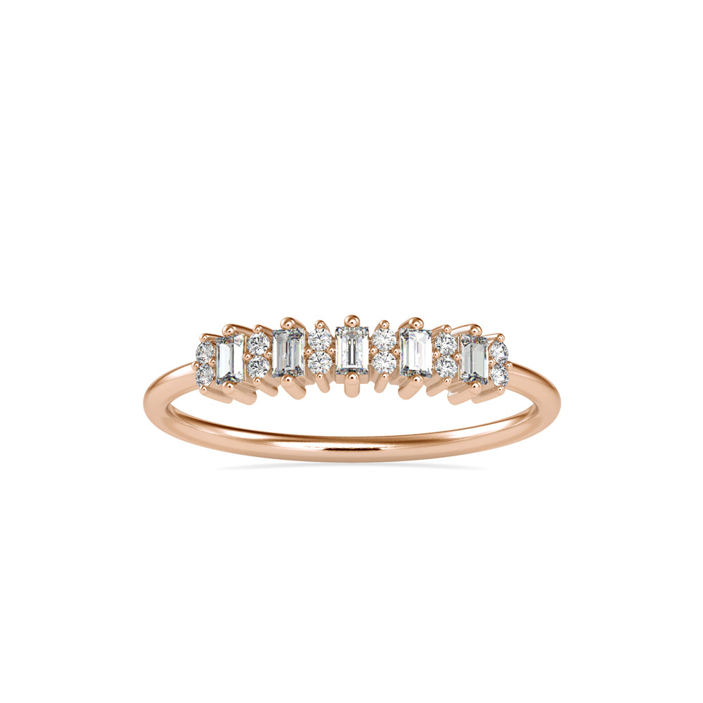 0.23Ct Baguette & Round Cut Lab-Grown Diamond Gold Ring