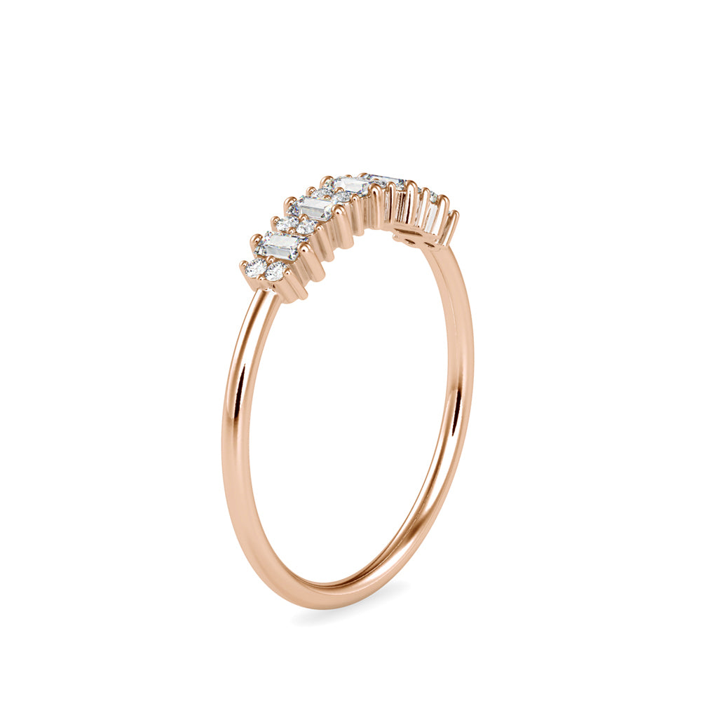 0.23Ct Baguette & Round Cut Lab-Grown Diamond Gold Ring