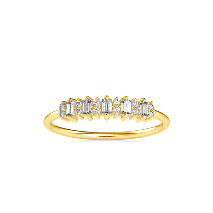 0.23Ct Baguette & Round Cut Lab-Grown Diamond Gold Ring