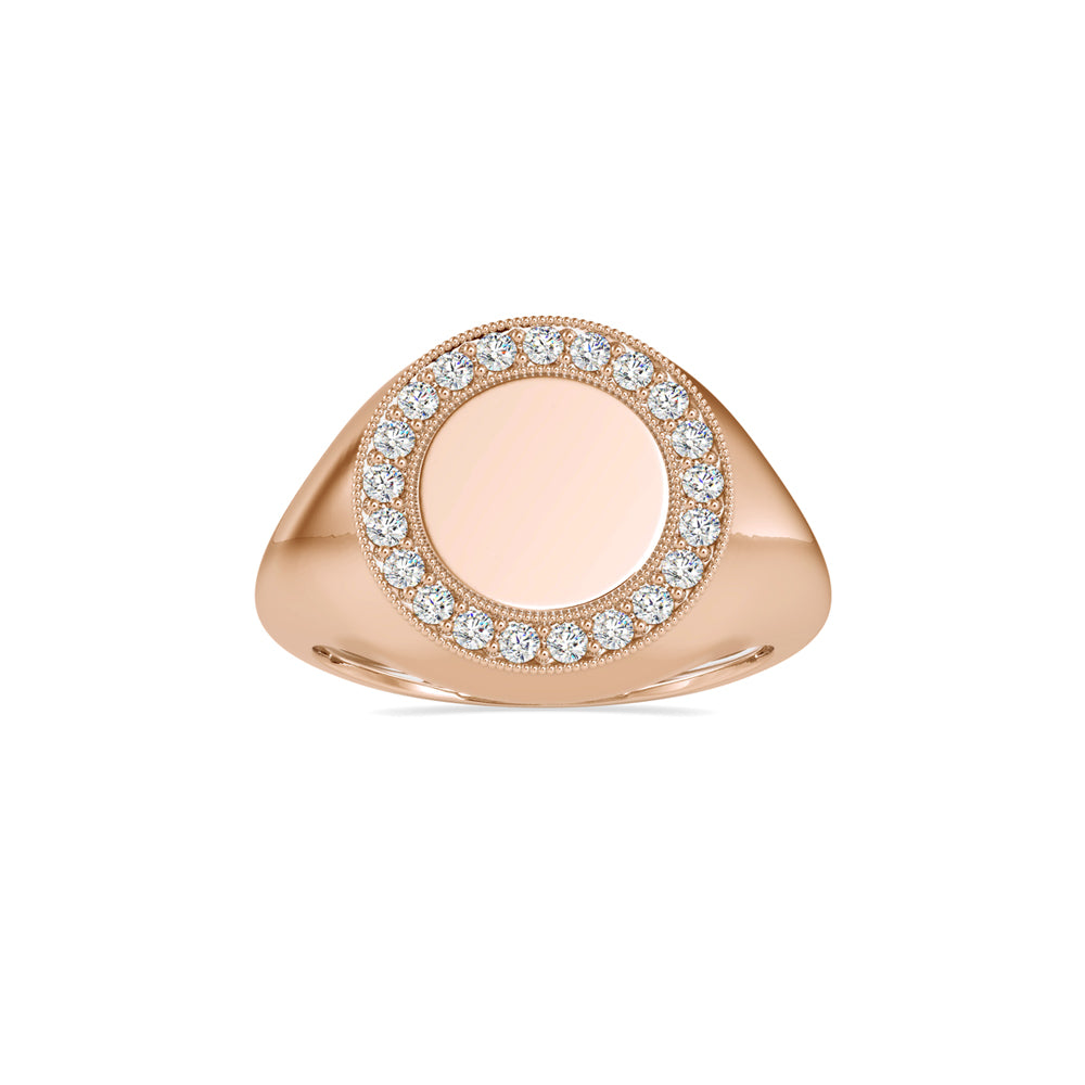 0.26Ct Round Cut Signet Lab-Grown Diamond Gold Ring