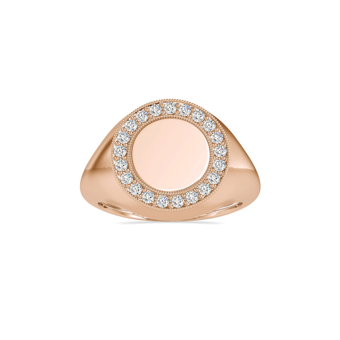 0.26Ct Round Cut Signet Lab-Grown Diamond Gold Ring