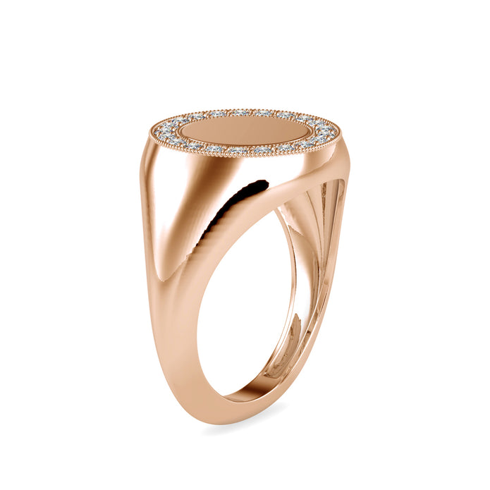 0.26Ct Round Cut Signet Lab-Grown Diamond Gold Ring