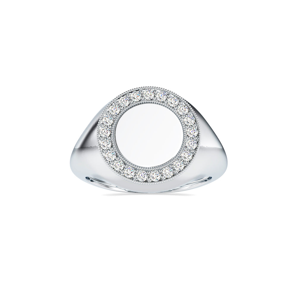 0.26Ct Round Cut Signet Lab-Grown Diamond Gold Ring