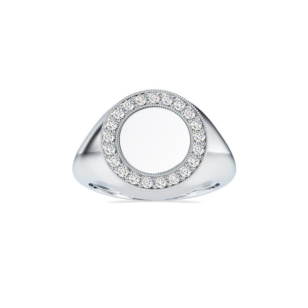 0.26Ct Round Cut Signet Lab-Grown Diamond Gold Ring