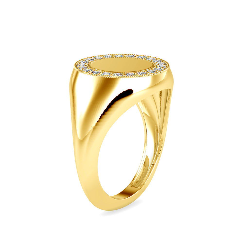 0.26Ct Round Cut Signet Lab-Grown Diamond Gold Ring