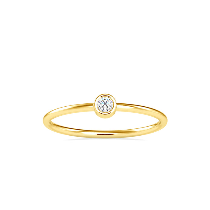 0.06Ct Round Cut Bezel Lab-Grown Diamond Gold Ring