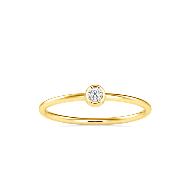 0.06Ct Round Cut Bezel Lab-Grown Diamond Gold Ring