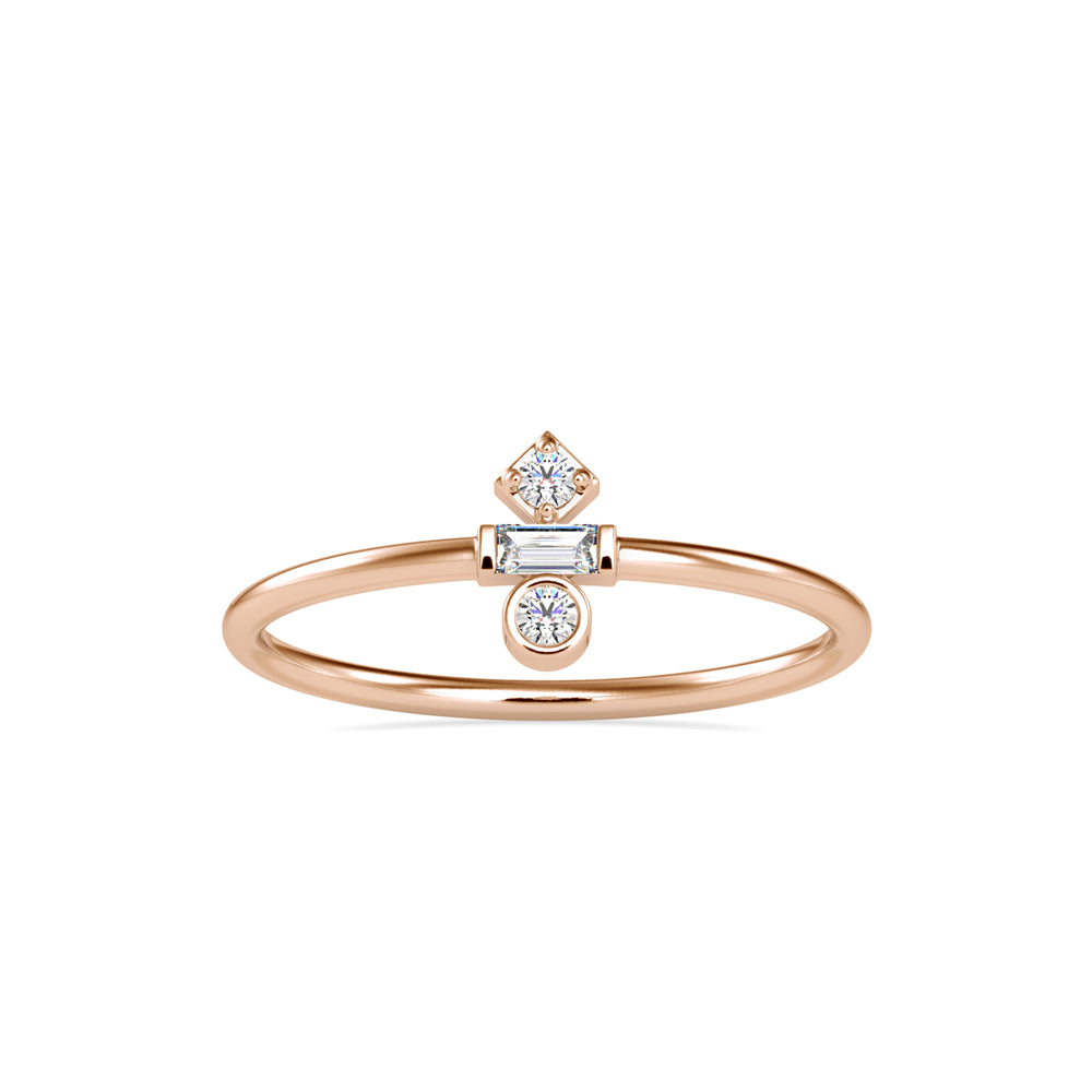 0.08Ct Baguette Cut Three Stone Lab-Grown Diamond Gold Ring