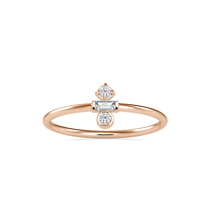 0.08Ct Baguette Cut Three Stone Lab-Grown Diamond Gold Ring