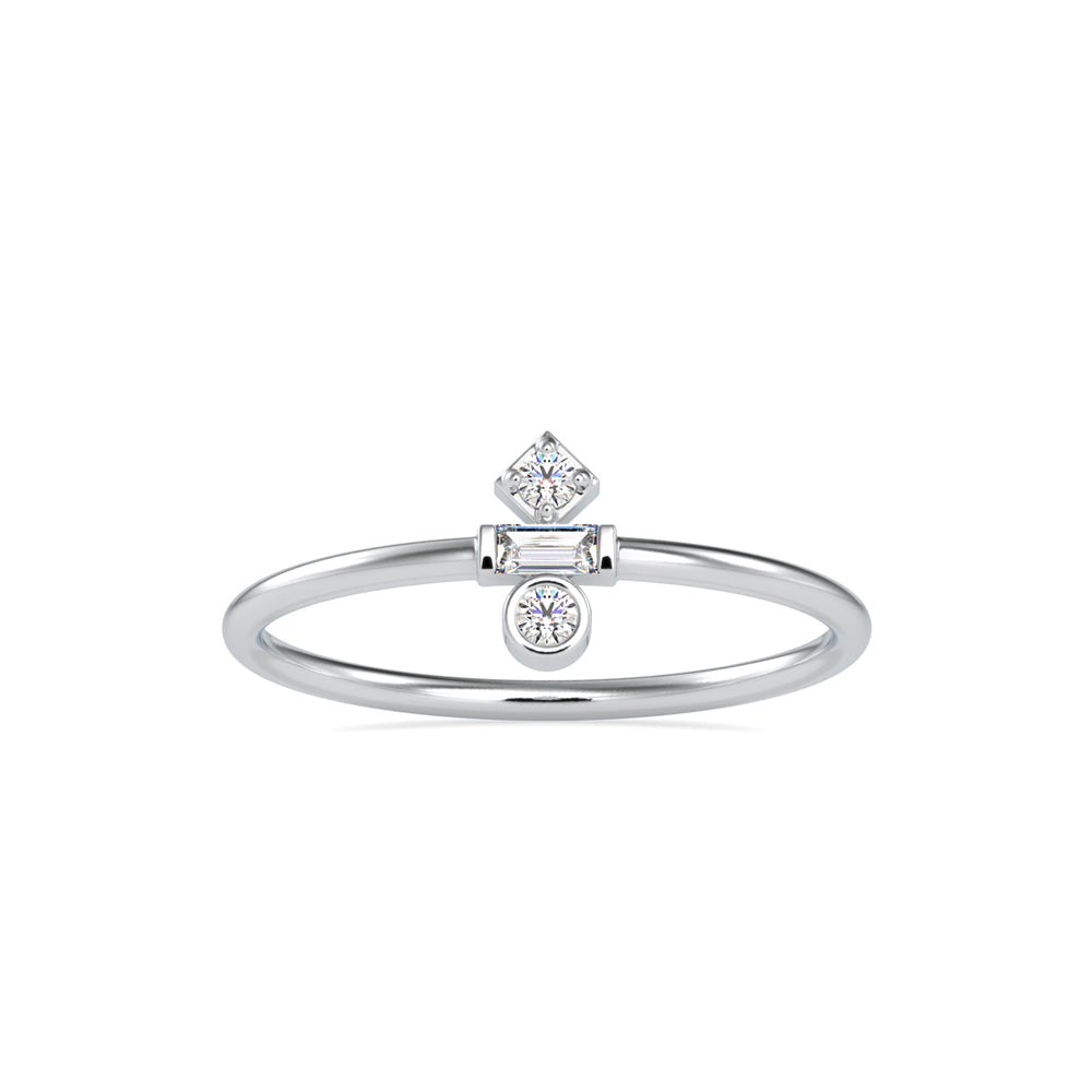 0.08Ct Baguette Cut Three Stone Lab-Grown Diamond Gold Ring