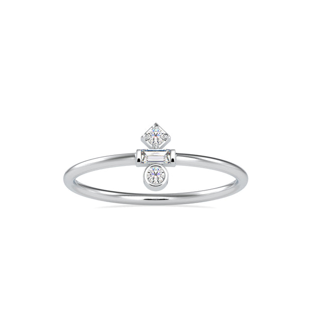 0.08Ct Baguette Cut Three Stone Lab-Grown Diamond Gold Ring