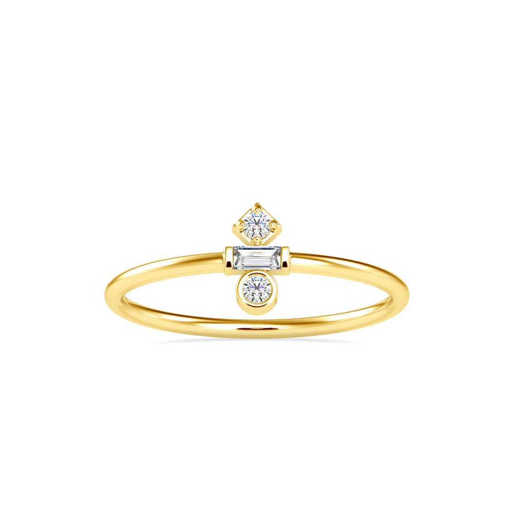 0.08Ct Baguette Cut Three Stone Lab-Grown Diamond Gold Ring