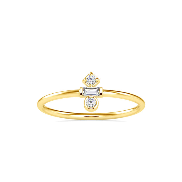 0.08Ct Baguette Cut Three Stone Lab-Grown Diamond Gold Ring