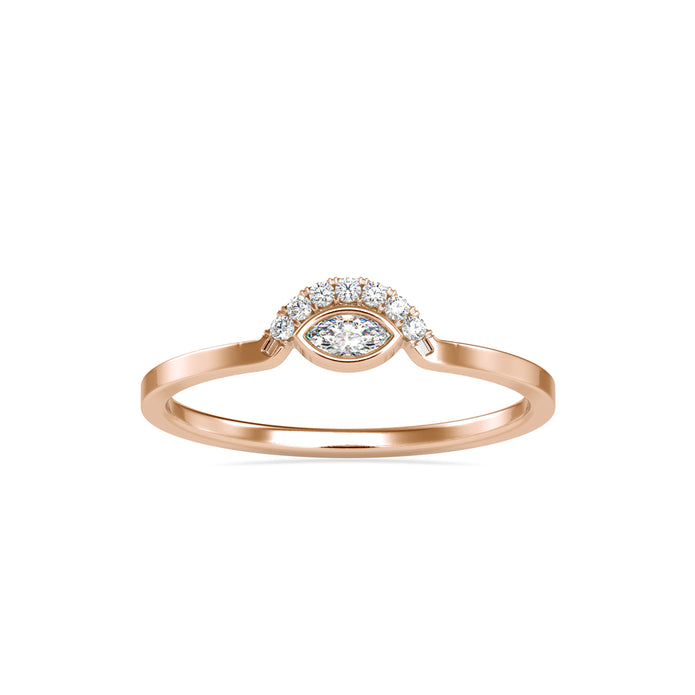 0.09Ct Marquise Half Halo Lab-Grown Diamond Gold Ring