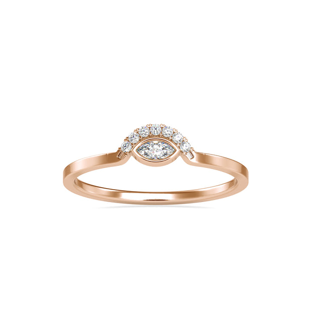 0.09Ct Marquise Half Halo Lab-Grown Diamond Gold Ring