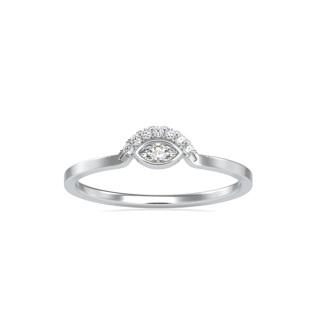 0.09Ct Marquise Half Halo Lab-Grown Diamond Gold Ring