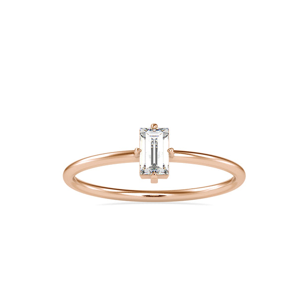0.31Ct Baguette Solitaire Minimalist Lab-Grown Diamond Gold Ring