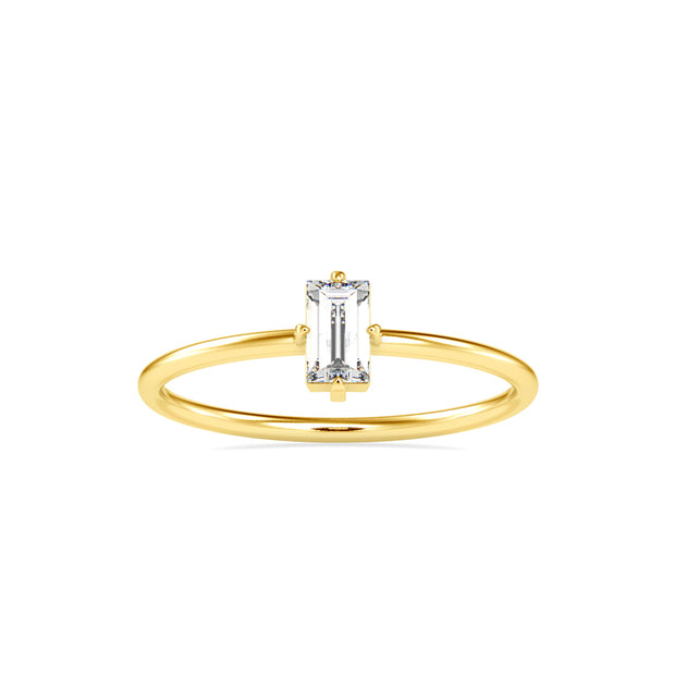 0.31Ct Baguette Solitaire Minimalist Lab-Grown Diamond Gold Ring
