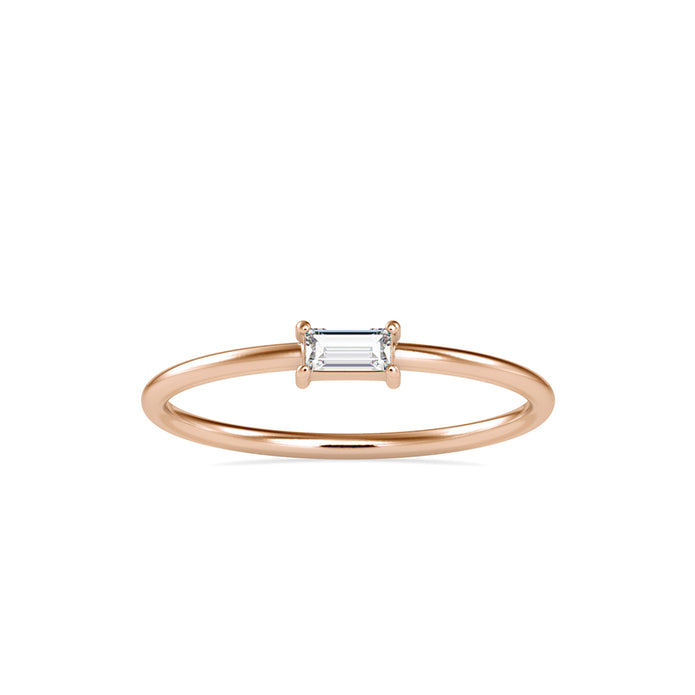 0.11Ct Baguette Prong Set Lab-Grown Diamond Gold Ring